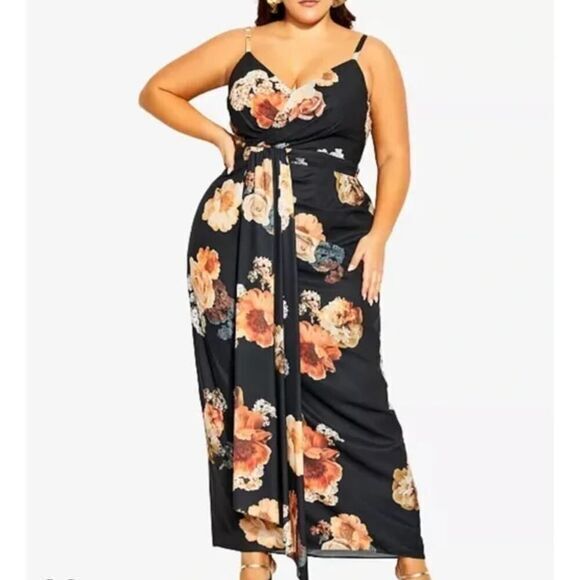 New! City Chic Maxi Dress Dress Autumn‎ Rose, size M/18 - Picture 1 of 16